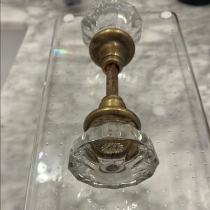 Vintage Crystal and Brass Door Knob